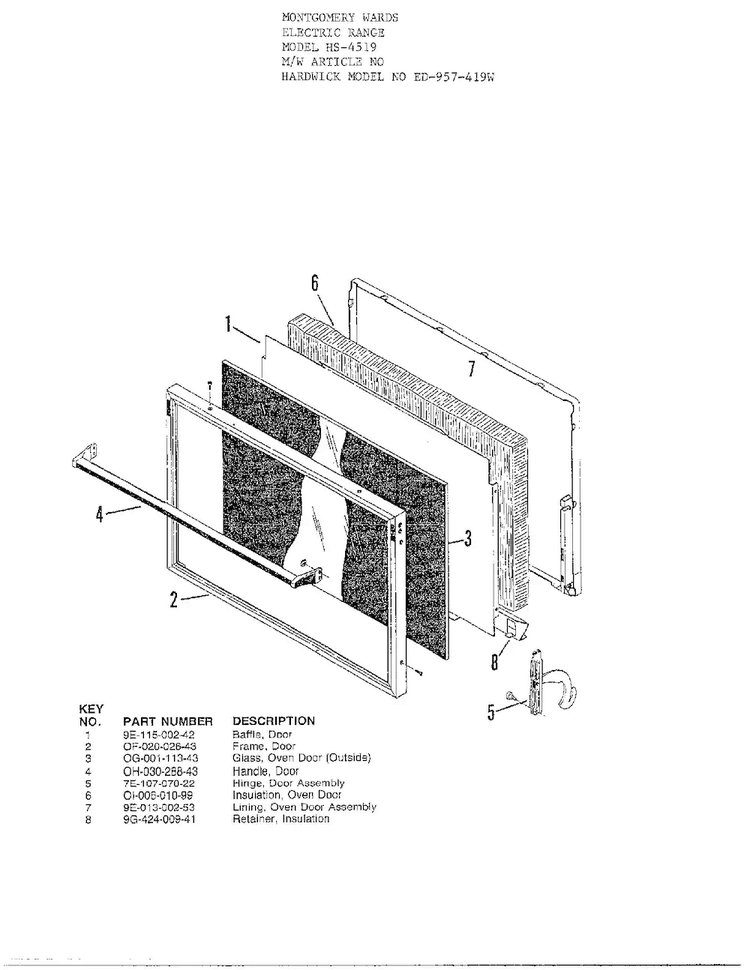 Electric Range Page 4 Diagram and Parts List for 4519  Hardwick Range