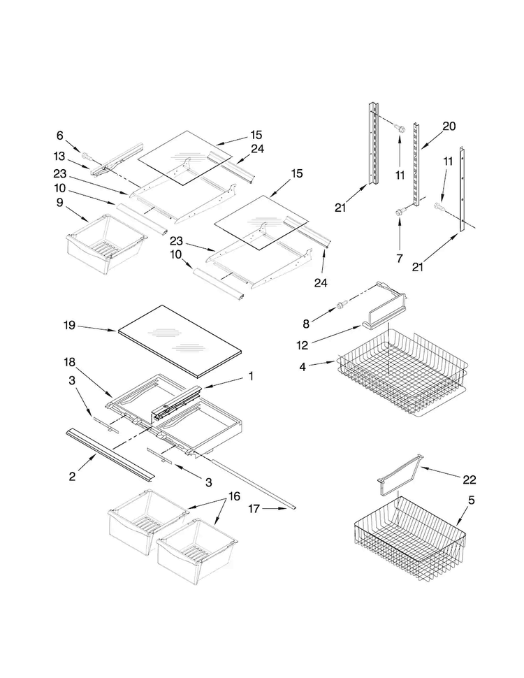 Shelf Parts Diagram and Parts List for ABB2222FEW3  Amana Refrigerator