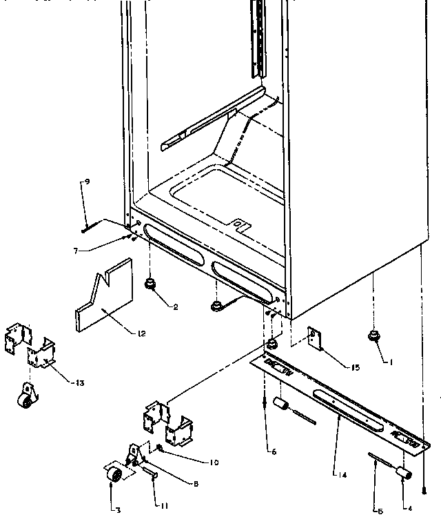 Cabinet Bottom Diagram and Parts List for TXI21R-P1168006W  Amana Refrigerator