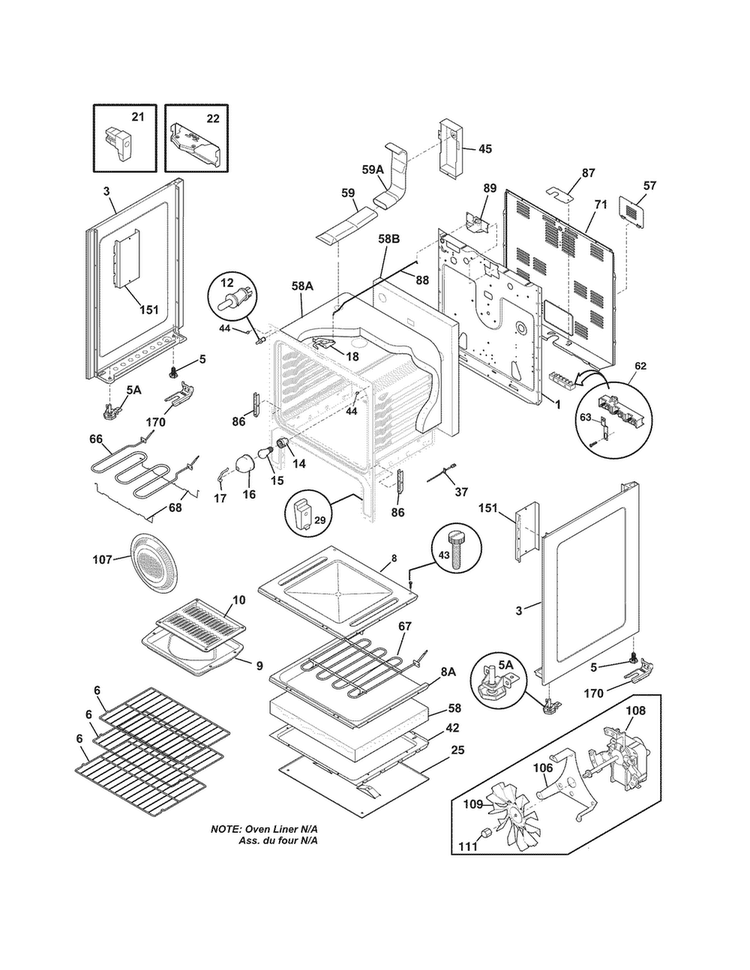 Body Diagram and Parts List for CRE3890LWJ  Crosley Range