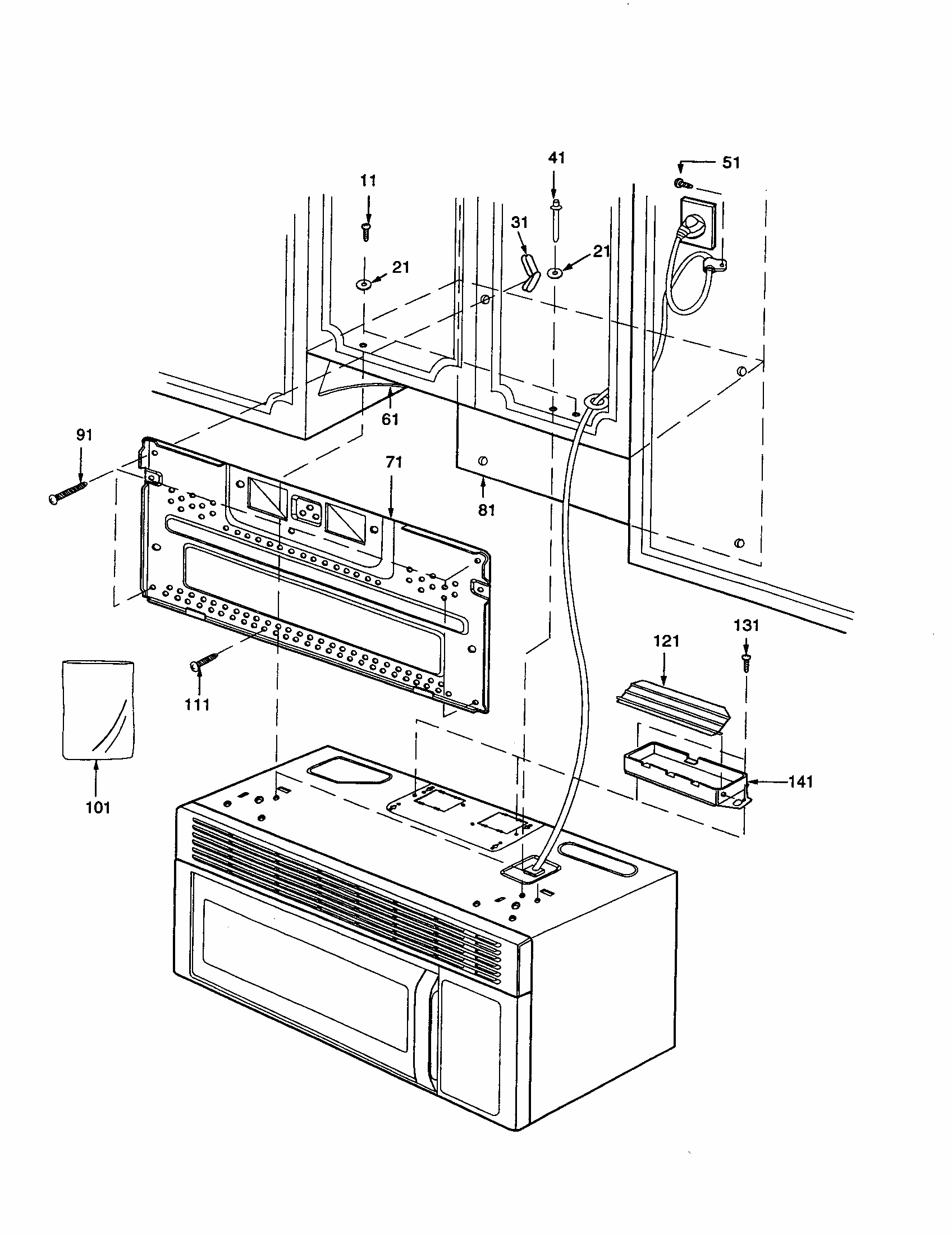 Installation Parts Diagram and Parts List for MVH250L-P1323205M  Amana Microwave