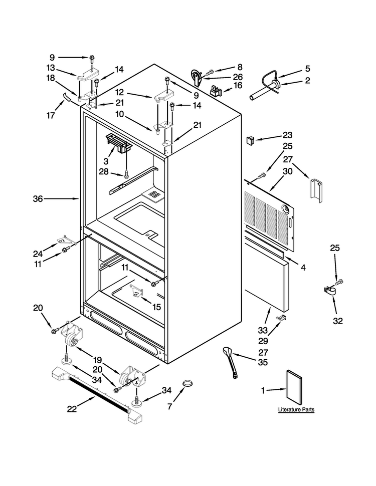 Cabinet Parts Diagram and Parts List for JFC2290VEM3  Jenn-Air Refrigerator