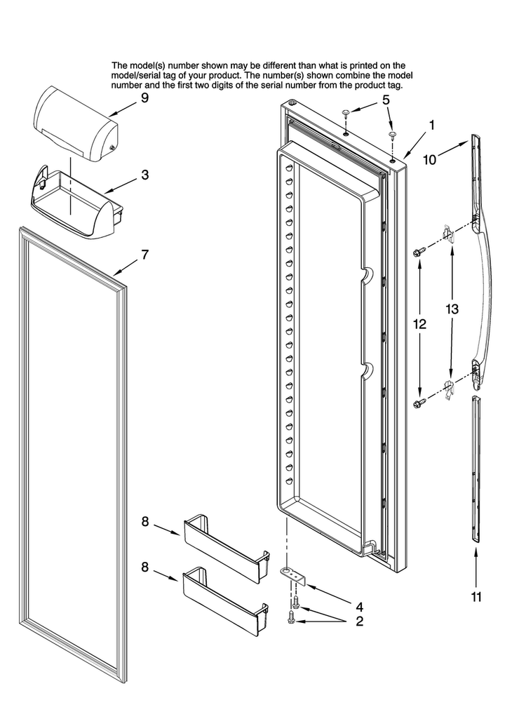 Refrigerator Door Parts Diagram and Parts List for AC2224GEKW12  Amana Refrigerator