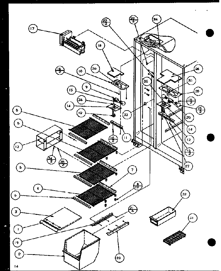 Section 8 Diagram and Parts List for SL22JB-P1116006W  Amana Refrigerator