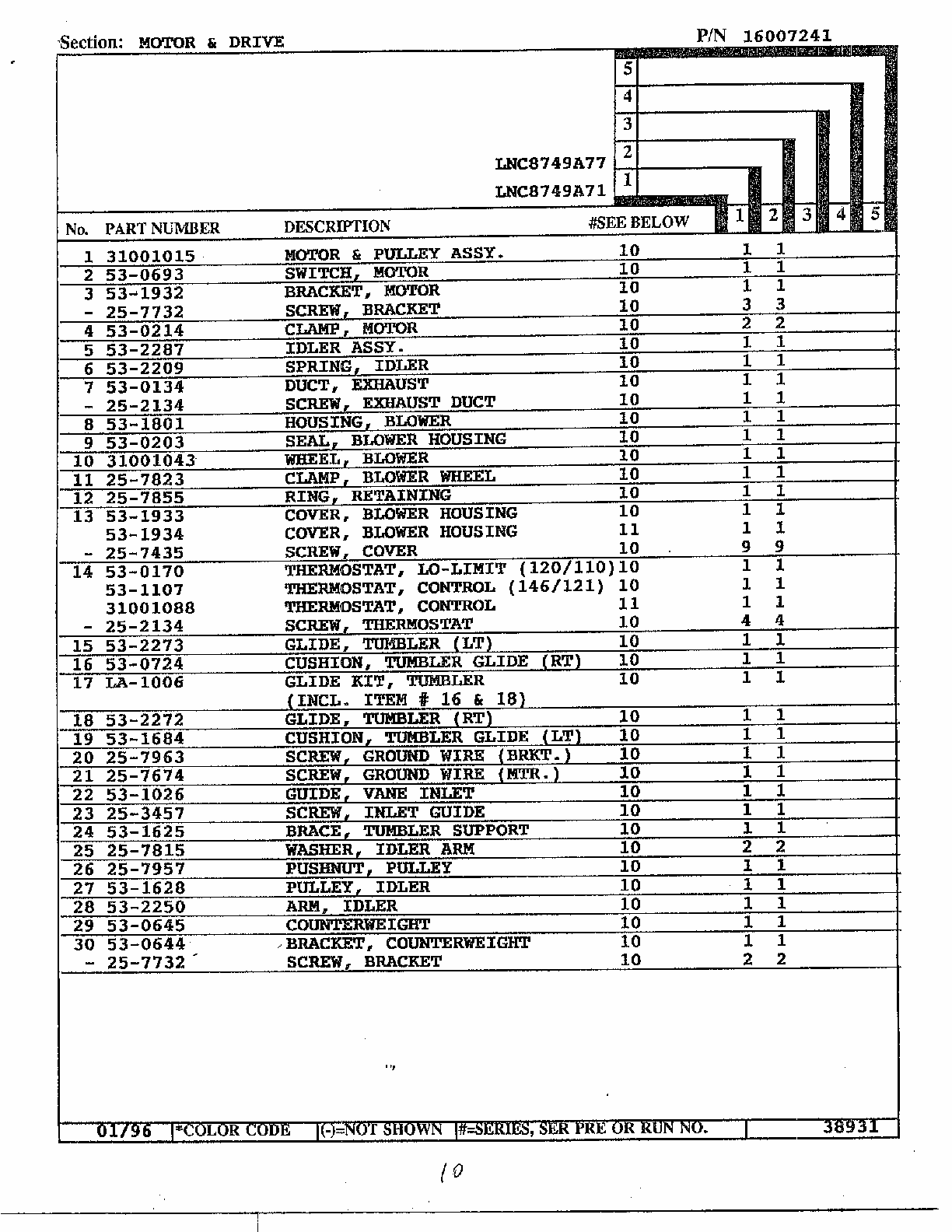 Motor And Drive Page 2 Diagram and Parts List for LNC8749A77  Maytag Dryer