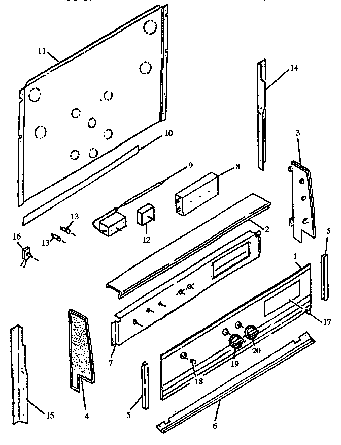 Backguard Parts Diagram and Parts List for AGS750L-P1141236NL  Amana Range