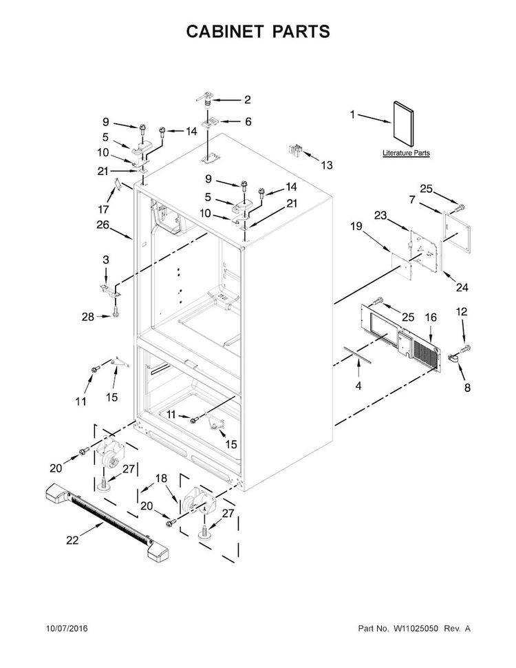 Cabinet Parts Diagram and Parts List for MFI2269FRZ02  Maytag Refrigerator
