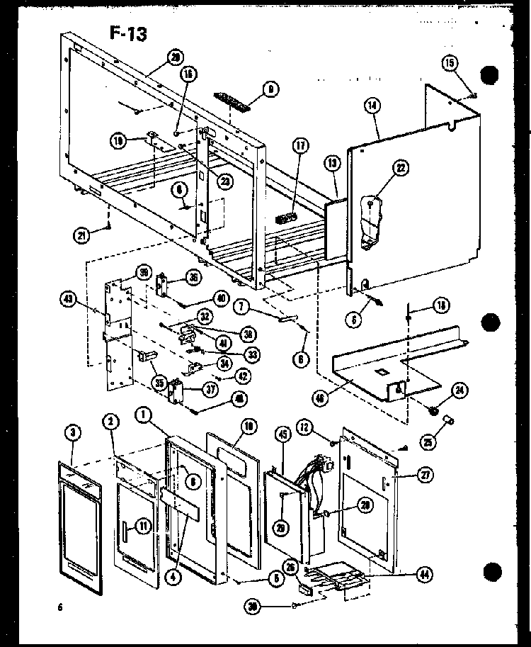 Outer Cabinet Diagram and Parts List for MVH-9T P75409-1M Amana Microwave