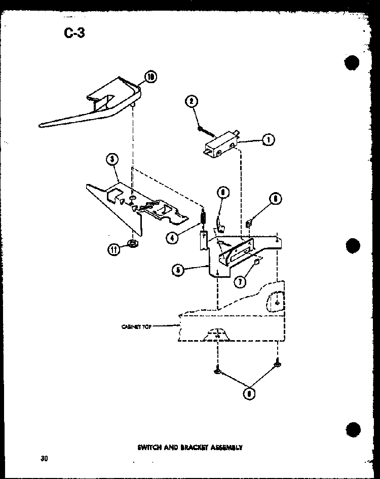 Switch And Bracket Assembly Diagram and Parts List for TAA200 P75751-13W Amana Washer