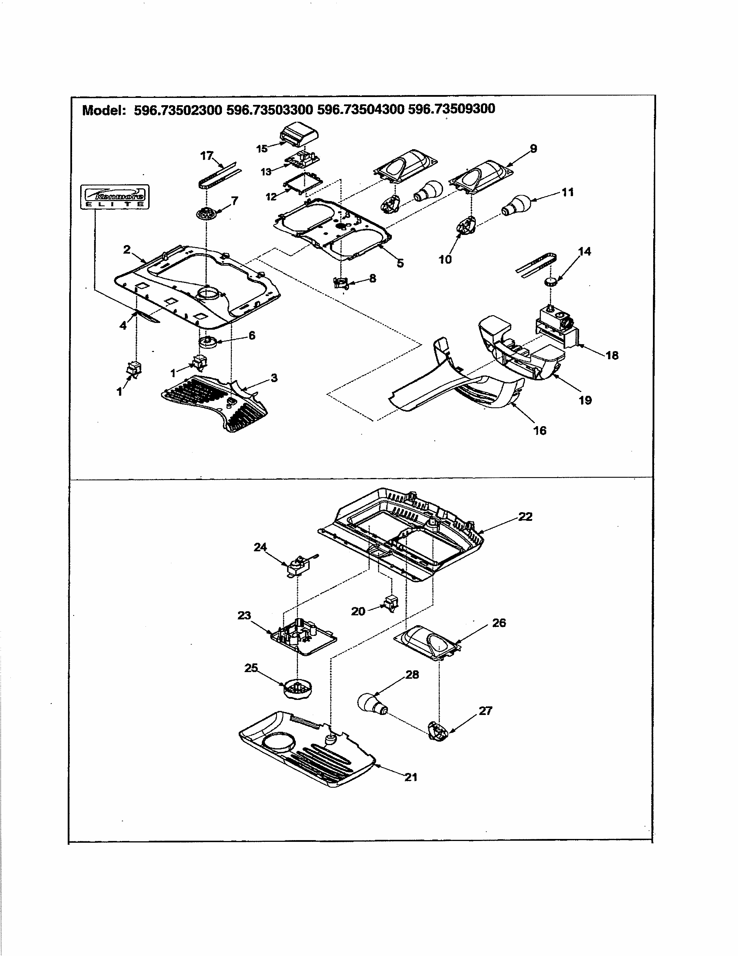 Controls Diagram and Parts List for 59673502203  Kenmore Refrigerator