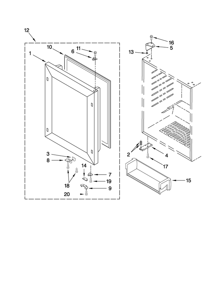 Door Parts Diagram and Parts List for JUR248LBCX02  Jenn-Air Refrigerator