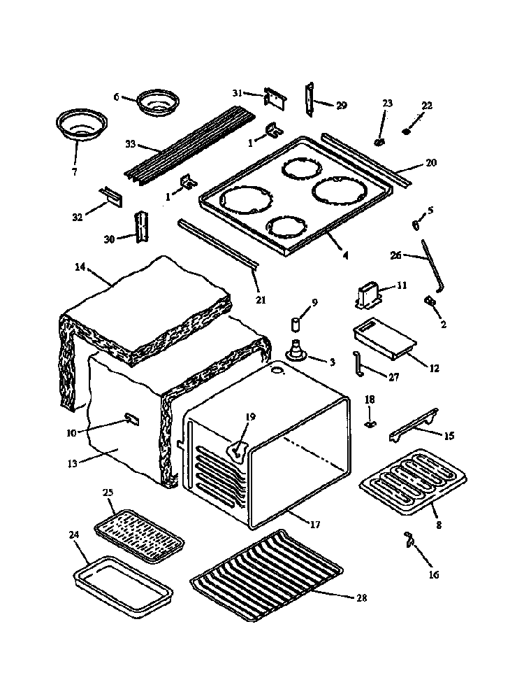 Main Top And Oven Assy Diagram and Parts List for ARS636E-P1130623NE  Amana Range