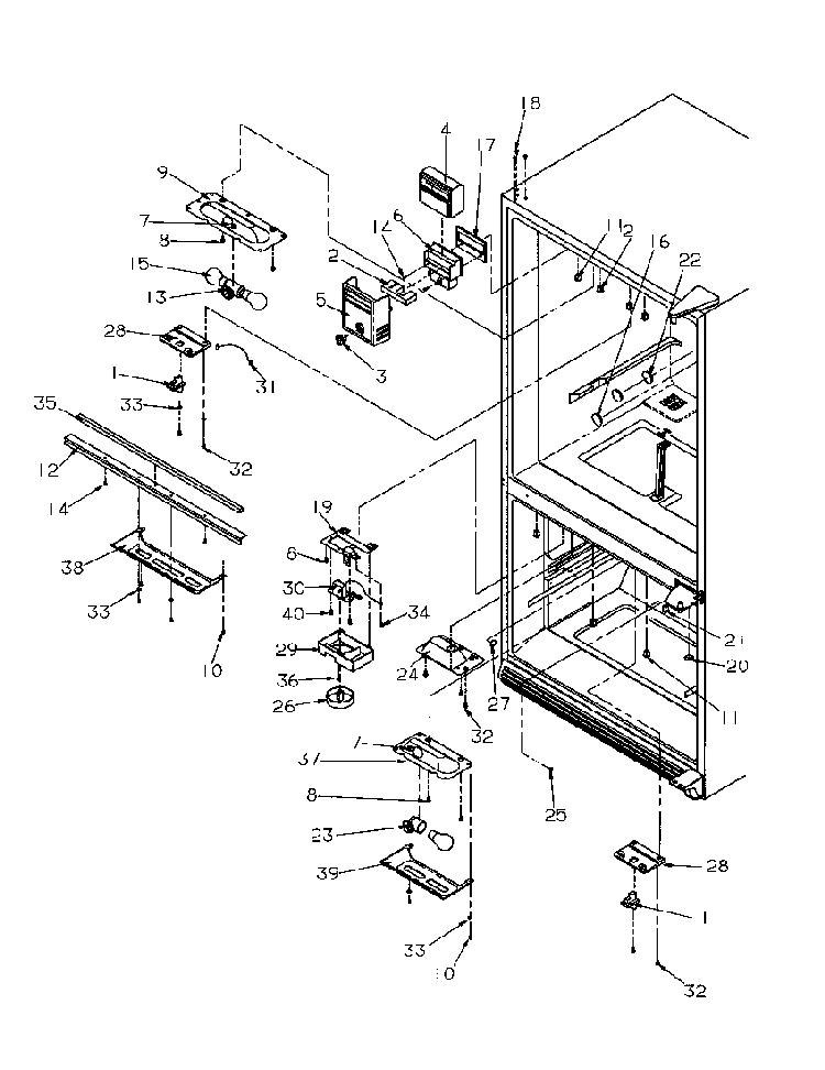 Refrigerator/freezer Controls & Light Switches Diagram and Parts List for BR22S6E-P1196703WE  Amana Refrigerator