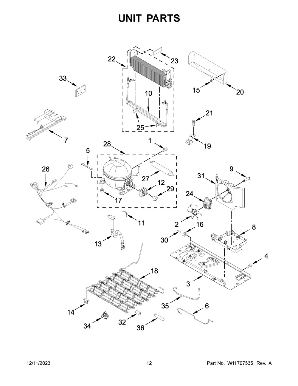 Unit Parts Diagram and Parts List for MBR1957FEZ08  Maytag Refrigerator