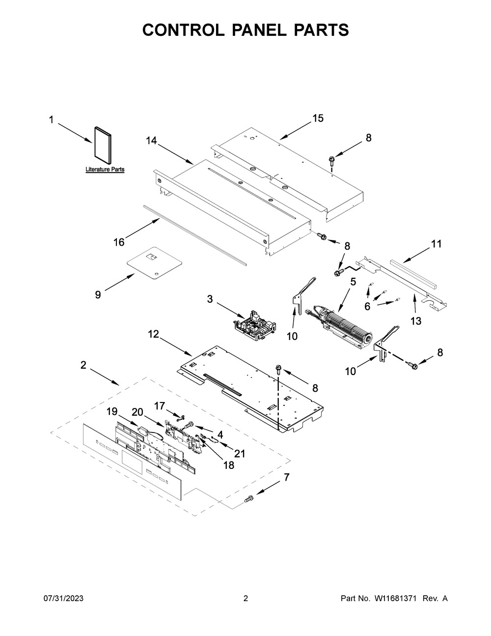 Control Panel Parts Diagram and Parts List for JJW2827LM01  Jenn-Air Wall Oven