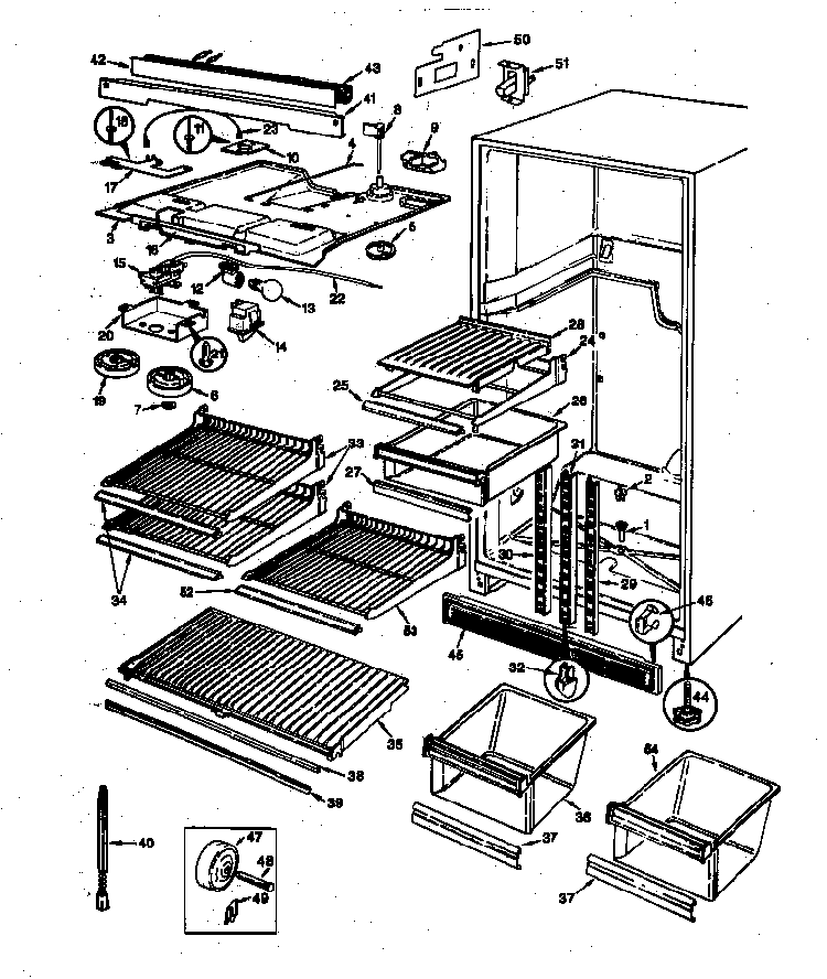 Fresh Food Compartment Diagram and Parts List for RB17KA-2AF AG33A Magic Chef Refrigerator