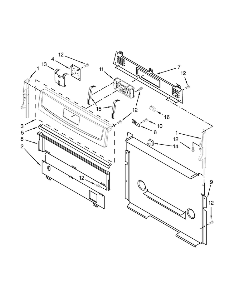 Control Panel Parts Diagram and Parts List for AGR5630BDB1  Amana Range