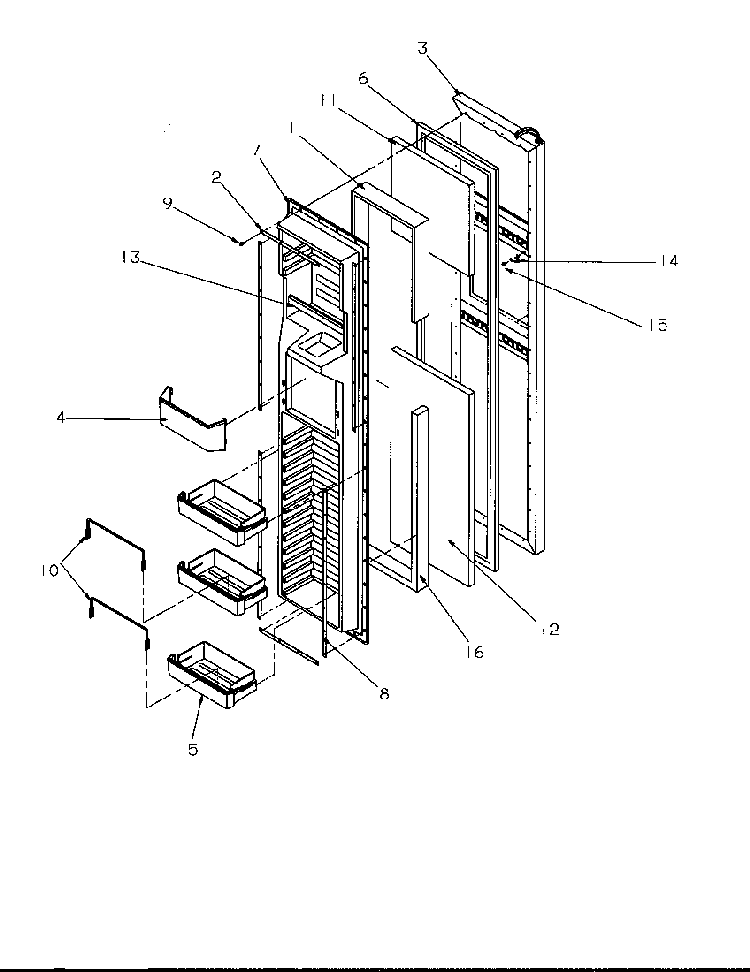 Freezer Door Diagram and Parts List for SRD325S5W-P1199401WW  Amana Refrigerator