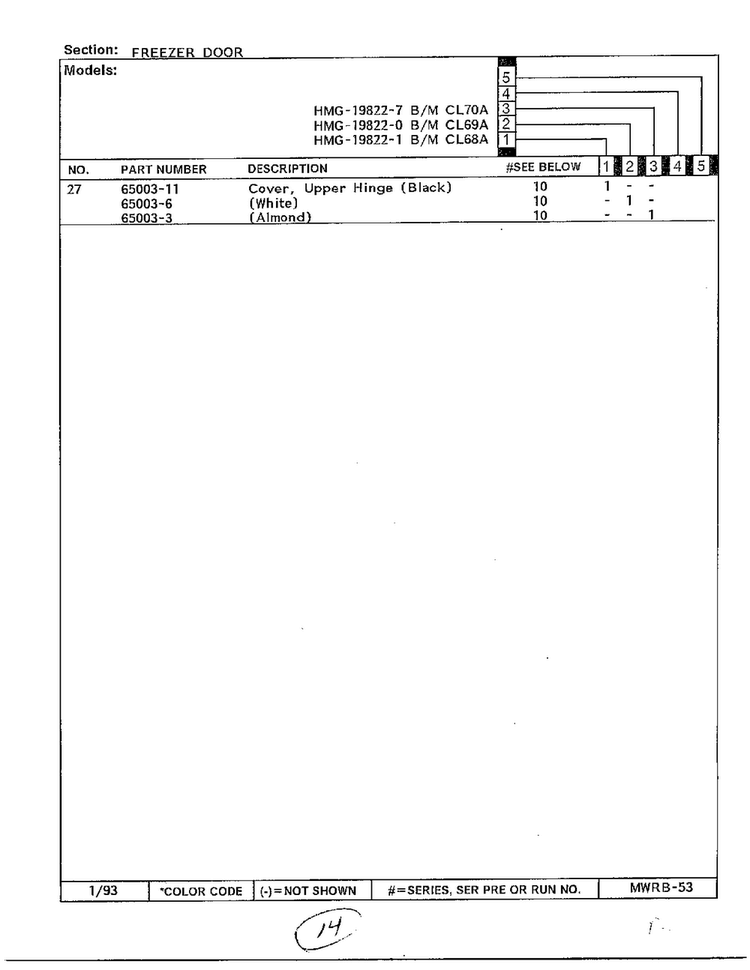 Freezer Door Page 3 Diagram and Parts List for 19822-7  Admiral Refrigerator