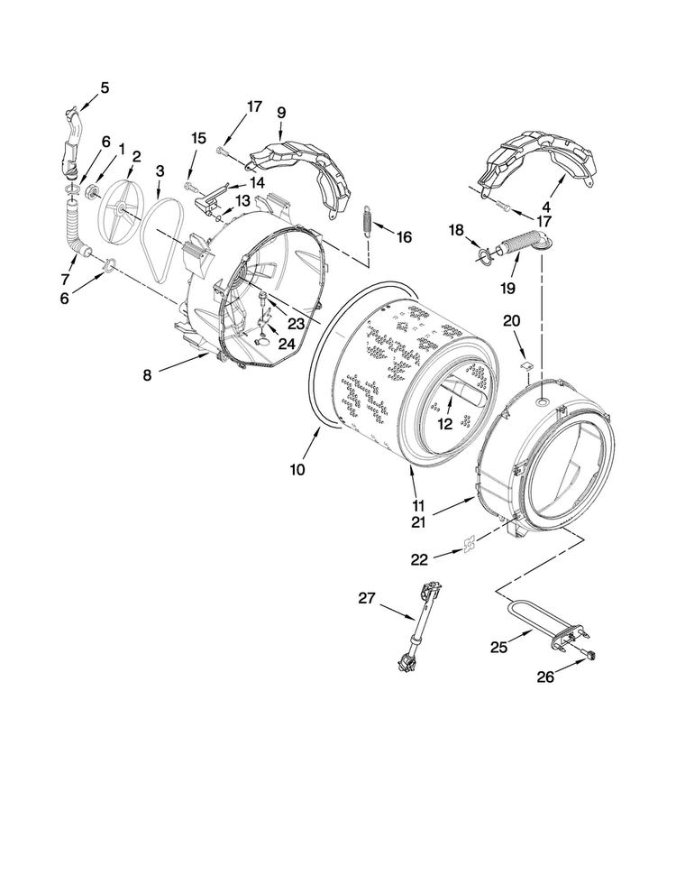 Tub And Basket Parts Diagram and Parts List for NFW7500VW01  Amana Washer