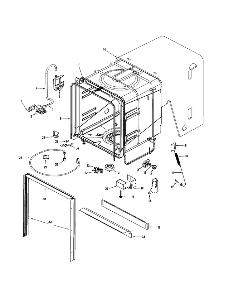 Tub Diagram and Parts List for MDBH965AWW1  Maytag Dishwasher