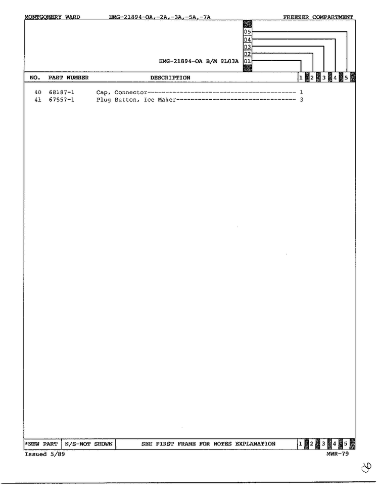Freezer Compartment Page 3 Diagram and Parts List for 21894A  Admiral Refrigerator