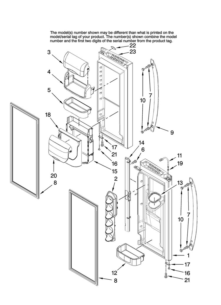 Refrigerator Door Parts Diagram and Parts List for MFI2569VEB0  Maytag Refrigerator