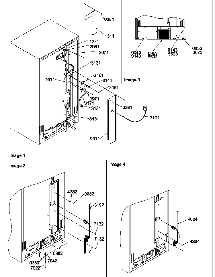 Cabinet Back Diagram and Parts List for SX322S2W-P1307303WW  Amana Refrigerator