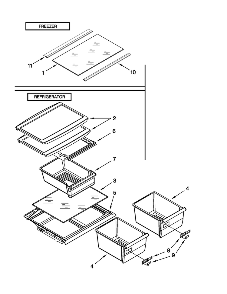 Shelf Parts Diagram and Parts List for M8RXCGFXW02  Maytag Refrigerator