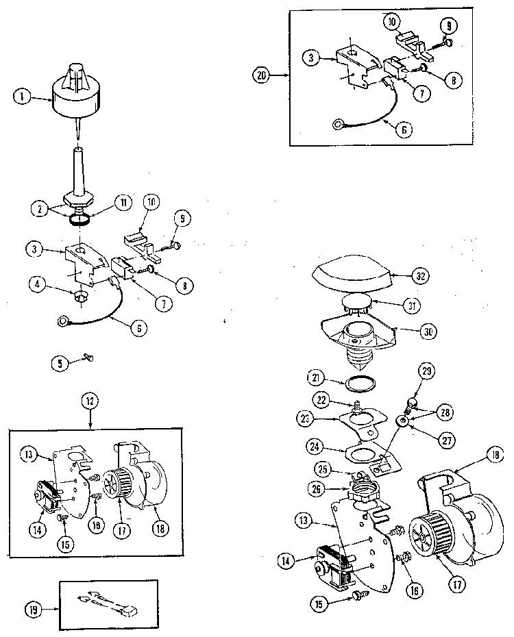 Blower Asm. Water Level Float Asm. Diagram and Parts List for DU598  Jenn-Air Dishwasher