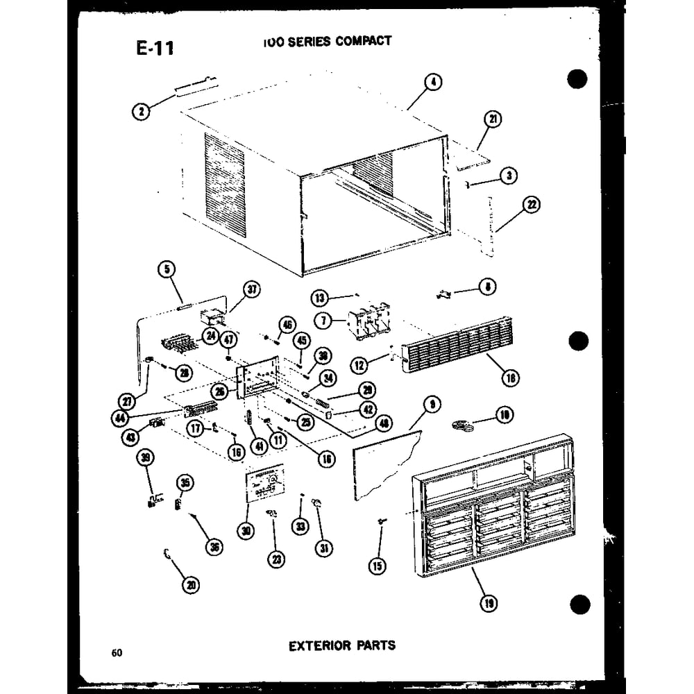 Exterior Parts Diagram and Parts List for 113-3NE P54975-37R Amana Air Conditioner
