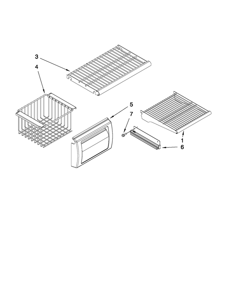 Freezer Shelf Parts Diagram and Parts List for JS48SEDUEA02  Jenn-Air Refrigerator