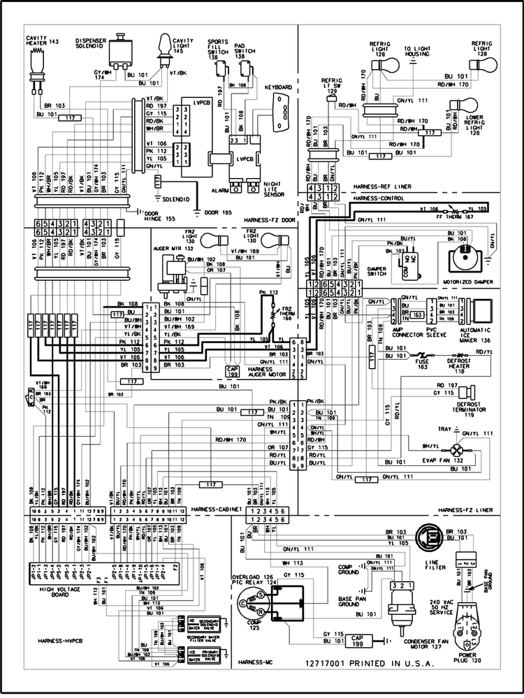 Wiring Information Diagram and Parts List for SK535-2-PSK535062W  Maytag Refrigerator