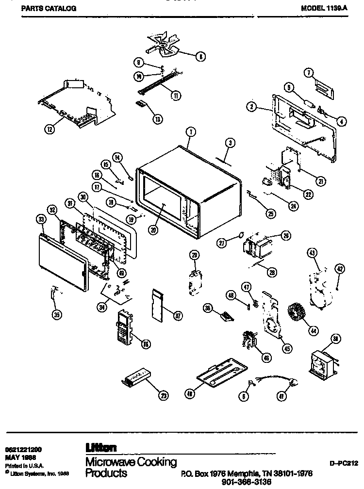 Mw Parts Diagram and Parts List for 1139B  Amana Microwave