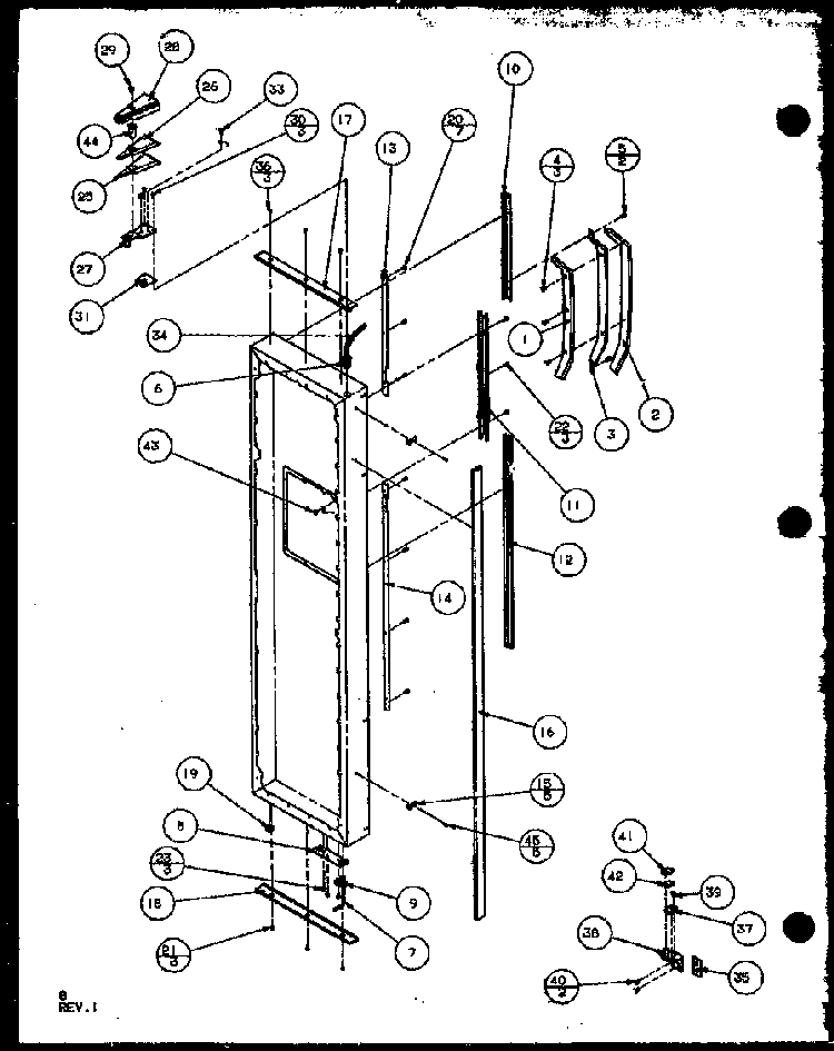 Freezer Door Diagram and Parts List for 35541W-P1121709WW  Amana Refrigerator
