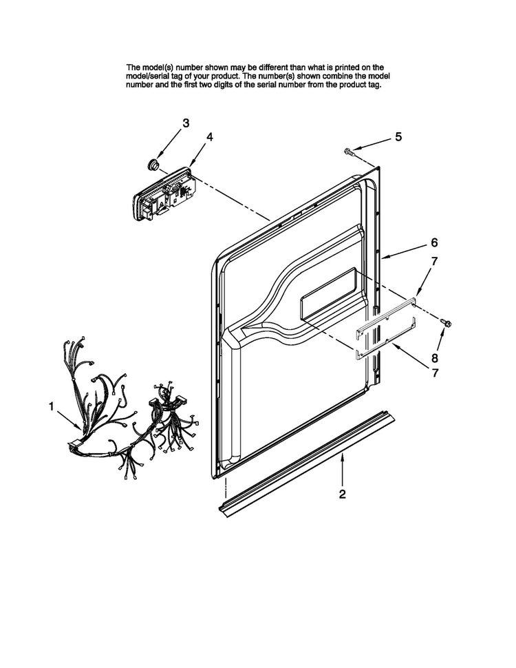 Door And Latch Parts Diagram and Parts List for MDB8951BWQ0  Maytag Dishwasher