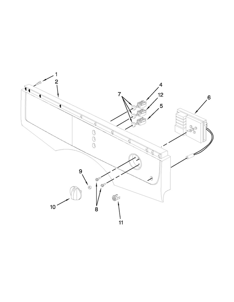 Control Panel Parts Diagram and Parts List for MED7500YW0  Maytag Dryer