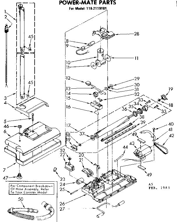 Power-mate Parts Diagram and Parts List for 1162119181  Kenmore Filters & Accessories