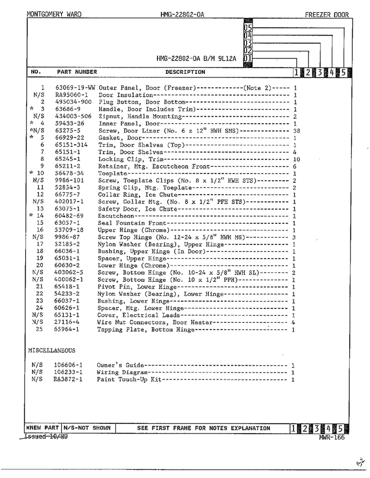 Freezer Door Page 2 Diagram and Parts List for 22802-A  Admiral Refrigerator