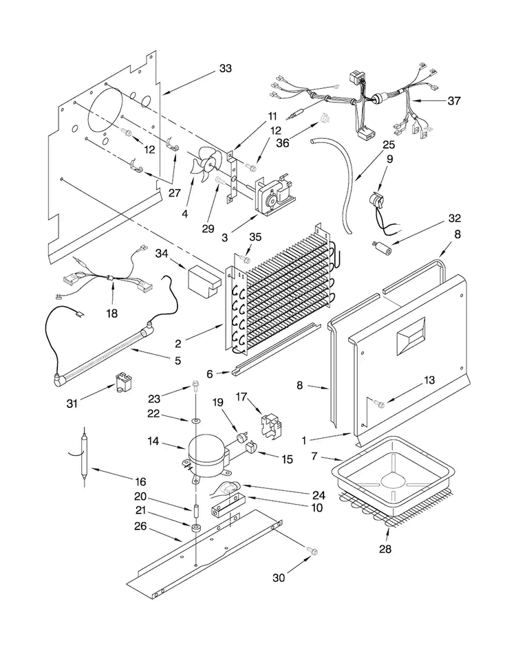 Unit Parts Diagram and Parts List for AQF1613TEW04  Amana Freezer