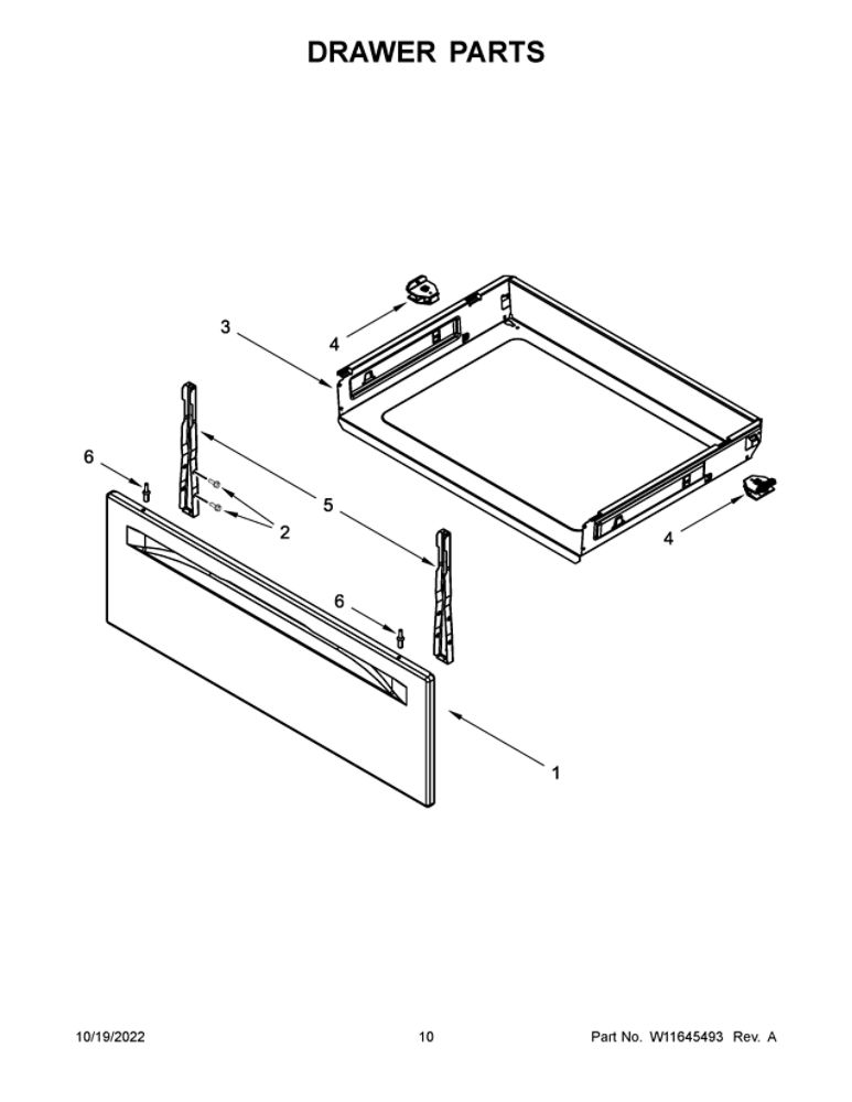 Drawer Parts Diagram and Parts List for YMER6600FB5  Maytag Range