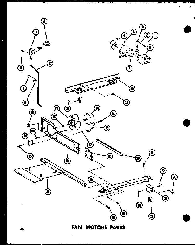 Fan Motors Parts Diagram and Parts List for TC18D-P73500-25W  Amana Refrigerator