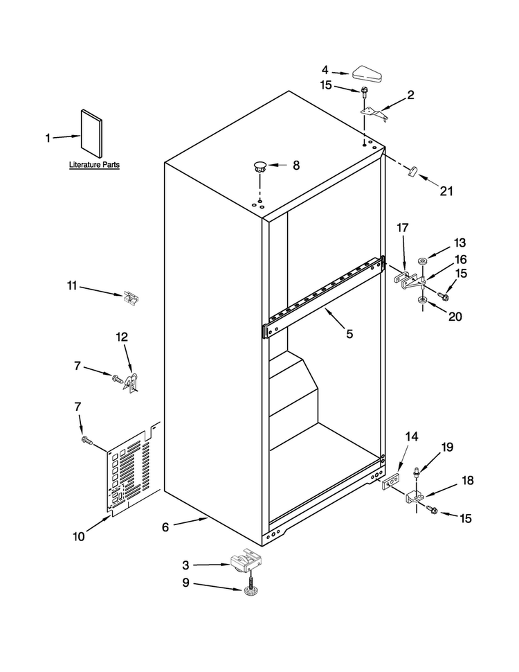 Cabinet Parts Diagram and Parts List for A8RXNGFBS02  Amana Refrigerator