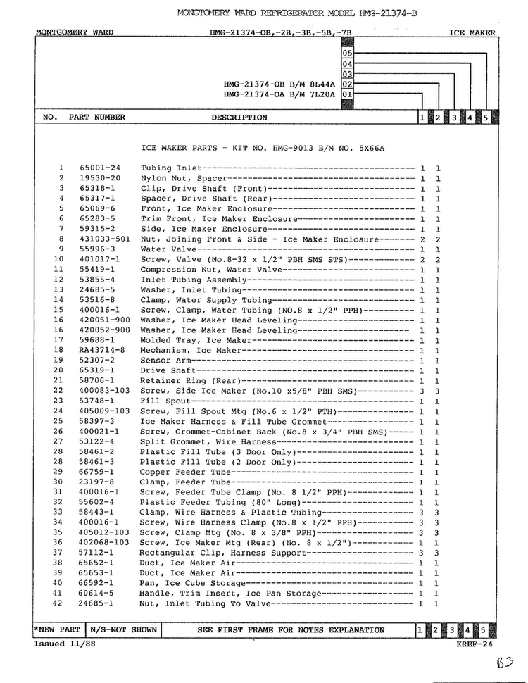 Ice Maker Page 2 Diagram and Parts List for 21374B  Admiral Refrigerator