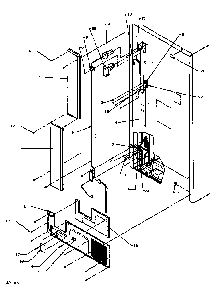 Cabinet Back Diagram and Parts List for TS18R2G-P1181803WG  Amana Refrigerator