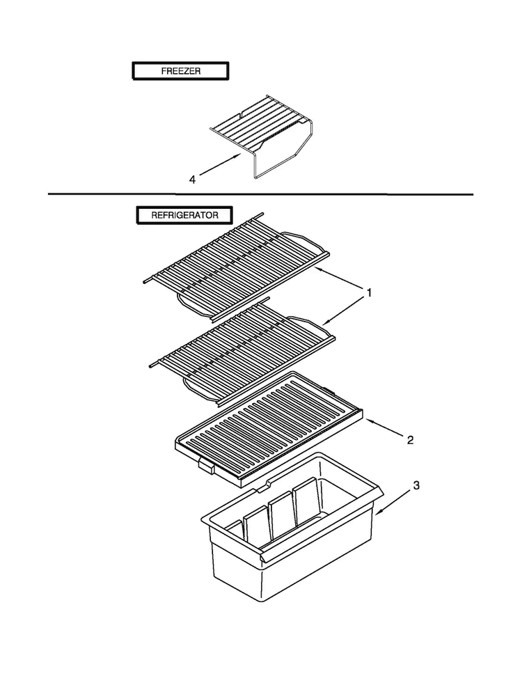 Shelf Parts Diagram and Parts List for A6TXNWFXW01  Amana Refrigerator