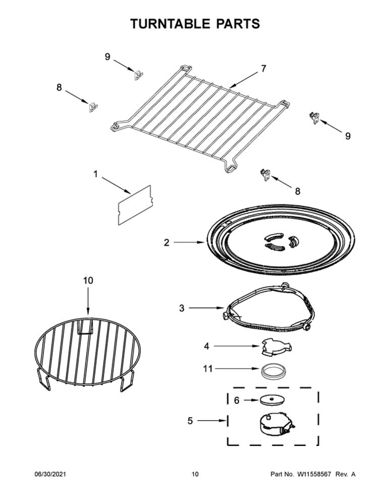 Turntable Parts Diagram and Parts List for YJMV9196CS6  Maytag Microwave