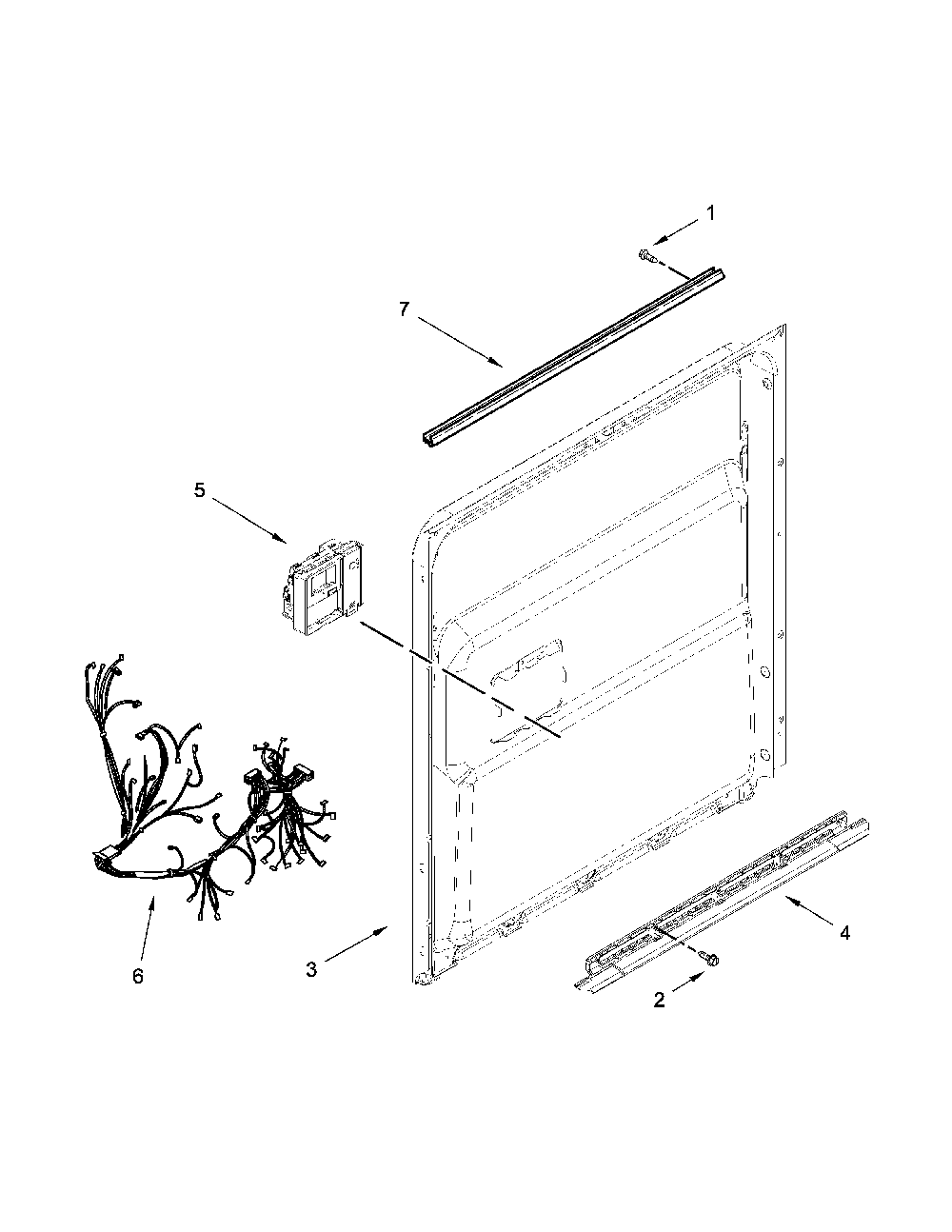 Inner Door Parts Diagram and Parts List for 66514815N610  Kenmore Dishwasher