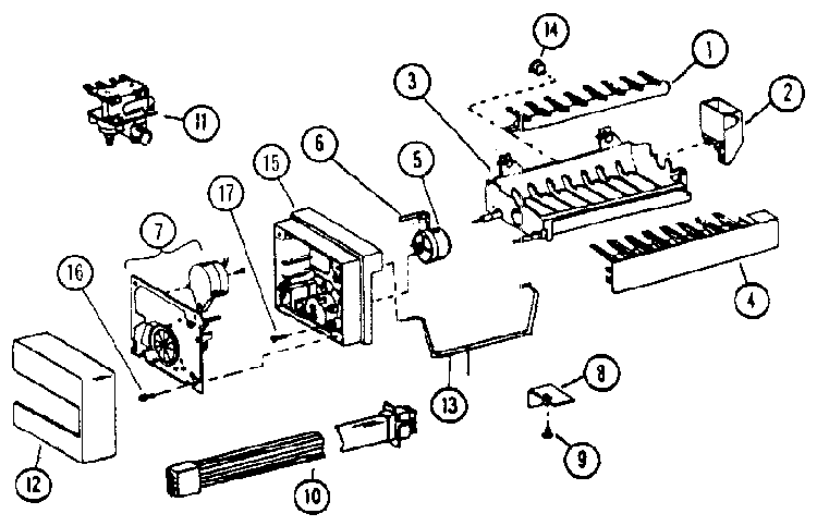 8 Cube Compact Ice Maker Diagram and Parts List for 36798-P1152602W  Amana Refrigerator