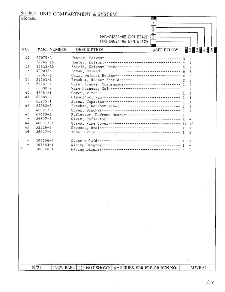 Unit Compartment And Shelves Page 3 Diagram and Parts List for 24824-0A  Admiral Refrigerator